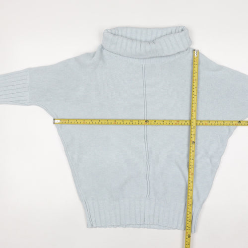 Marble Women Blue Roll Neck Relaxed Fit Cotton Jumper Size 10