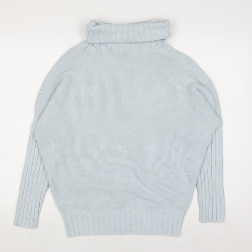Marble Women Blue Roll Neck Relaxed Fit Cotton Jumper Size 10