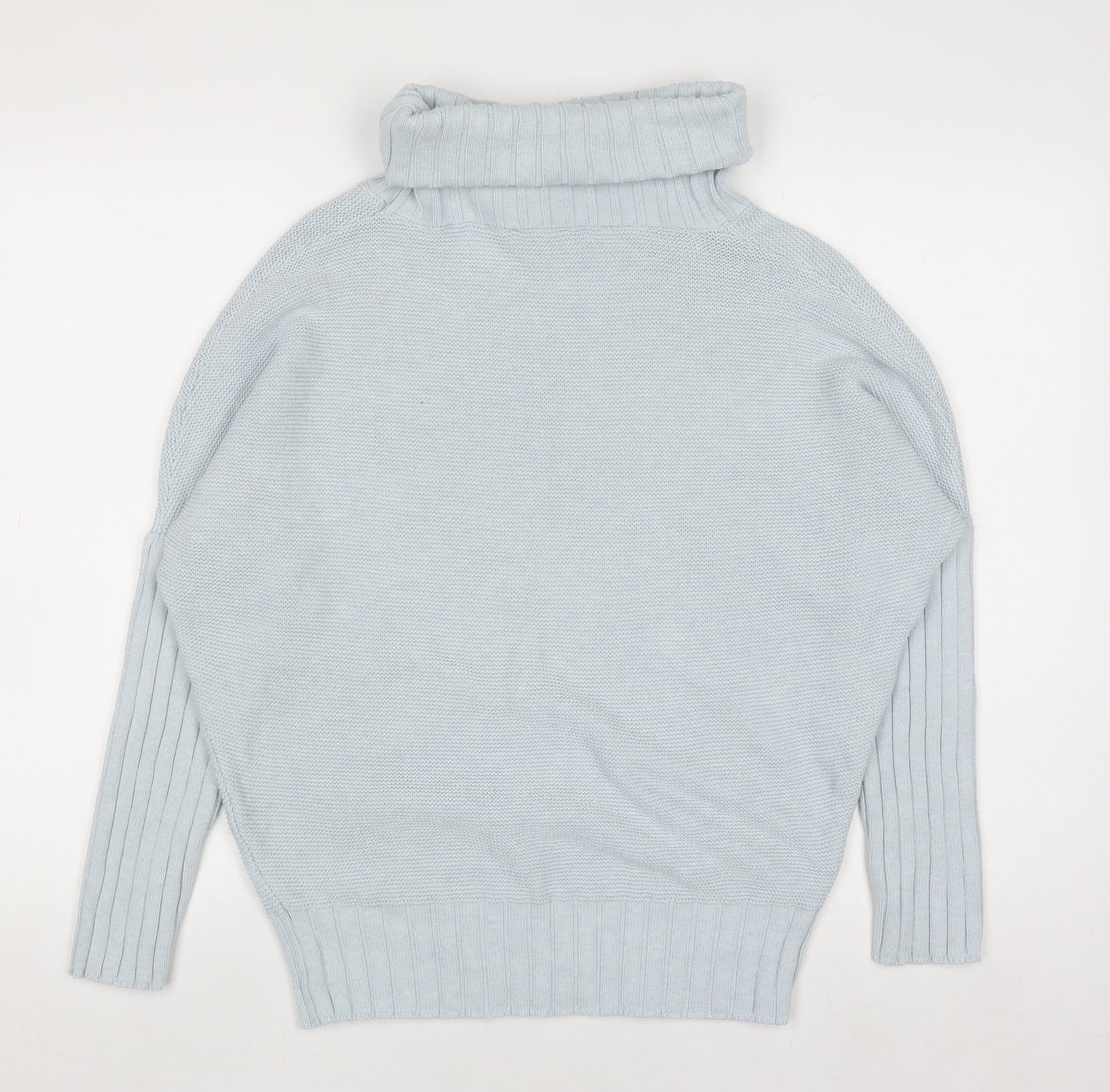 Marble Women Blue Roll Neck Relaxed Fit Cotton Jumper Size 10