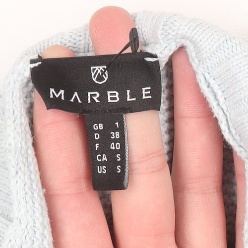 Marble Women Blue Roll Neck Relaxed Fit Cotton Jumper Size 10