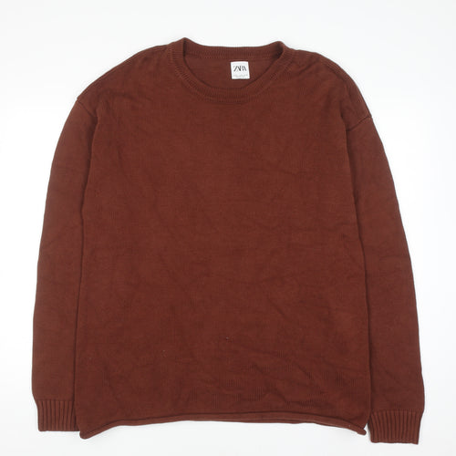 Zara Men's Brown Cotton Crew Neck XL Jumper
