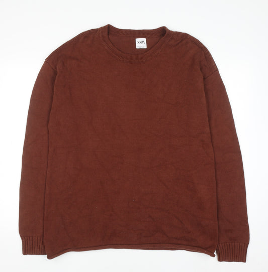 Zara Men's Brown Cotton Crew Neck XL Jumper