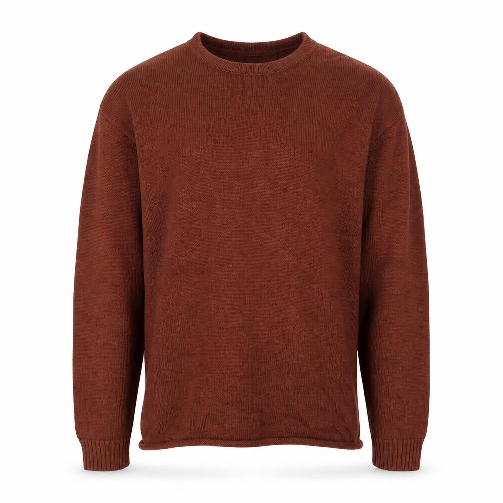 Front view of Zara Men's Brown Cotton Crew Neck XL Jumper
