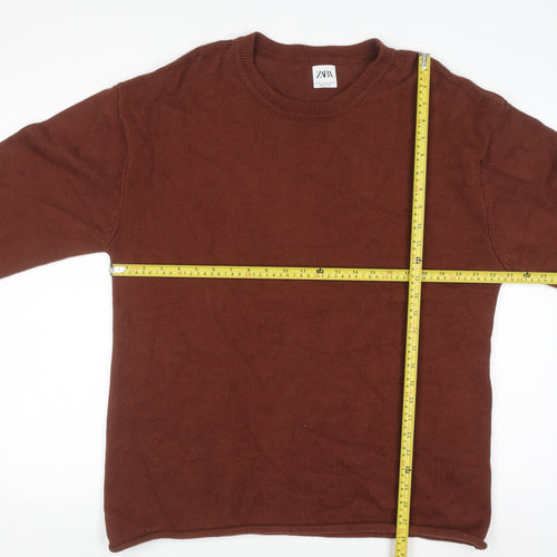 Zara Men's Brown Cotton Crew Neck XL Jumper