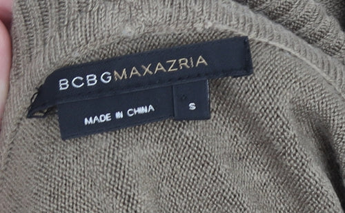 BCBGMAXAZRIA Women Beige Roll Neck Knit Jumper Size S Relaxed Fit