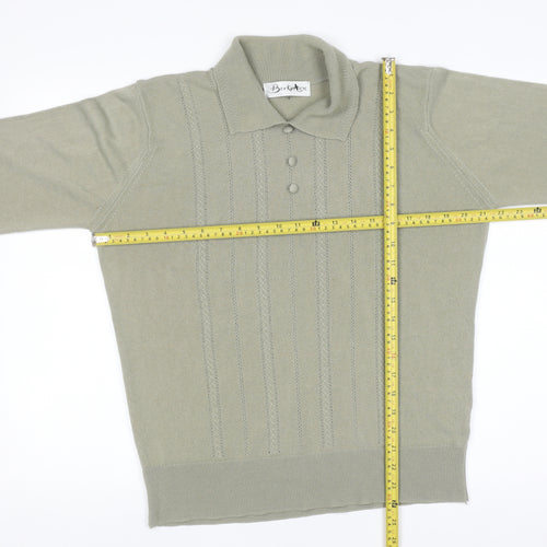 Berkertex Women's Green Collared Knit Jumper Size 16