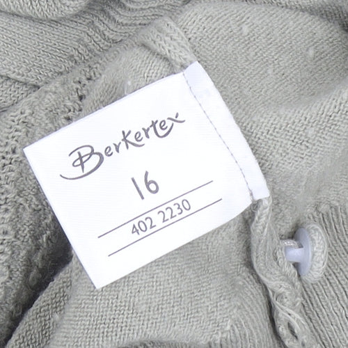 Berkertex Women's Green Collared Knit Jumper Size 16