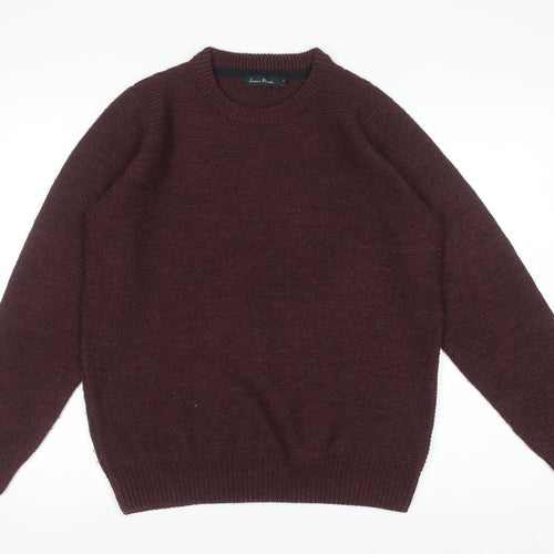 James Pringle Men's Brown Acrylic Crew Neck Jumper Size S