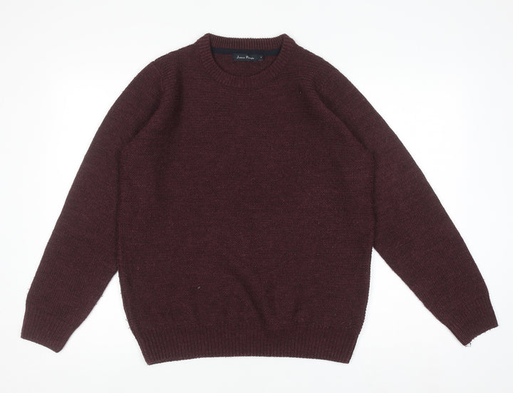 James Pringle Men's Brown Acrylic Crew Neck Jumper Size S