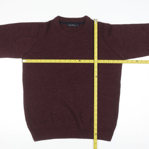 James Pringle Men's Brown Acrylic Crew Neck Jumper Size S
