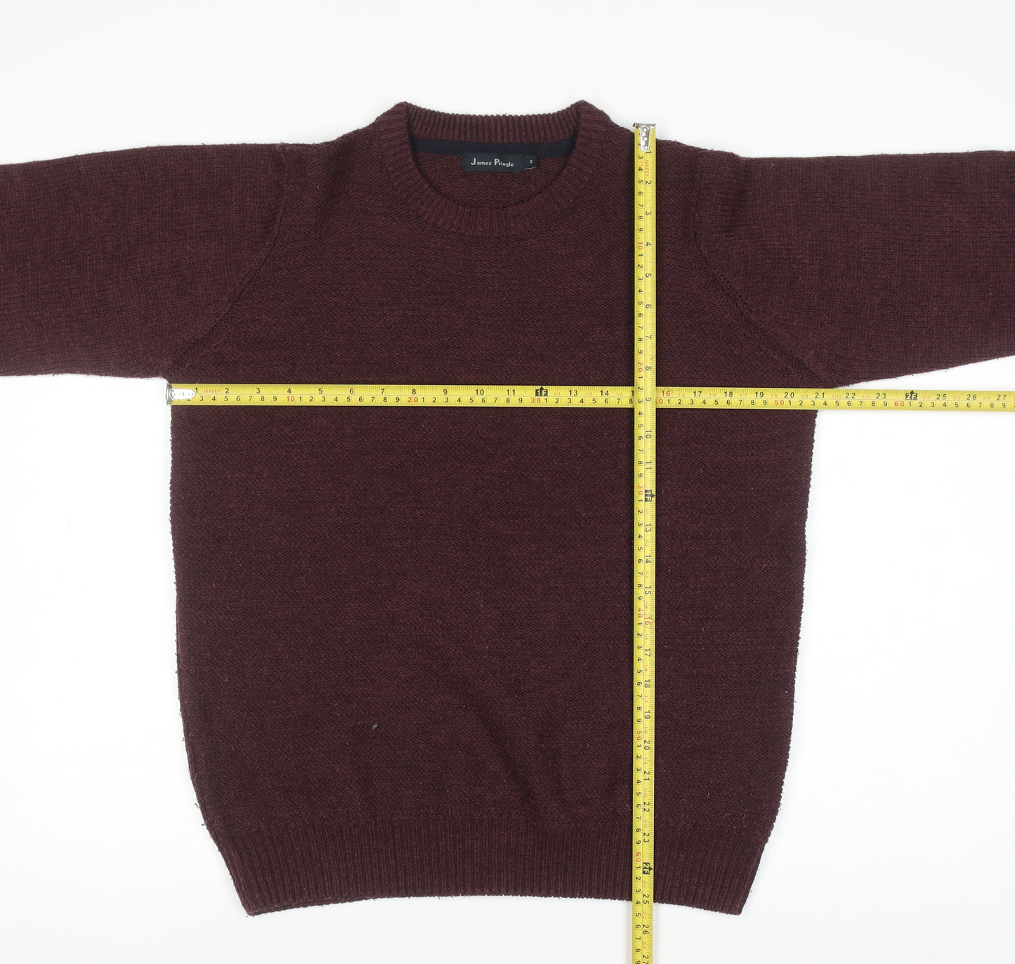 James Pringle Men's Brown Acrylic Crew Neck Jumper Size S