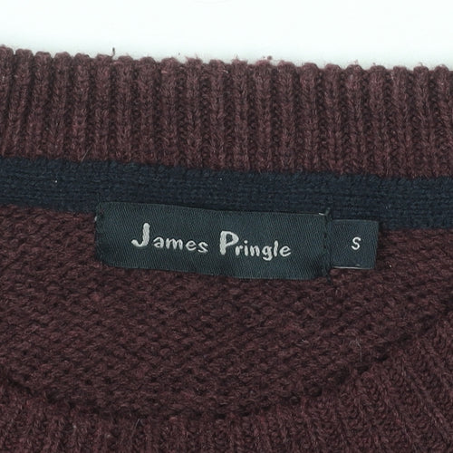 James Pringle Men's Brown Acrylic Crew Neck Jumper Size S