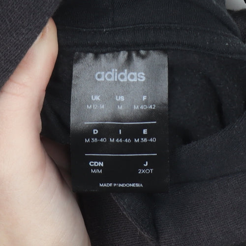 Adidas Womens Black Floral Logo Pullover Hoodie UK 12-14 M