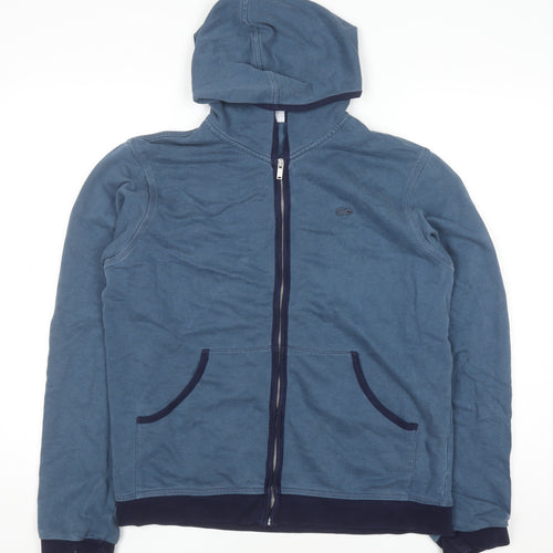 Lacoste Women Blue Full Zip Hoodie Size 16 Cotton Blend