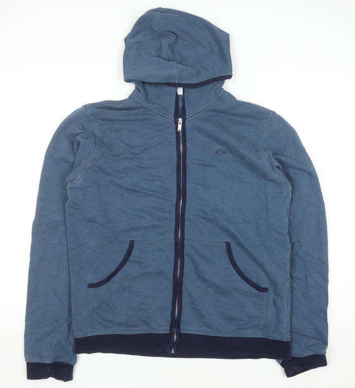 Lacoste Women Blue Full Zip Hoodie Size 16 Cotton Blend