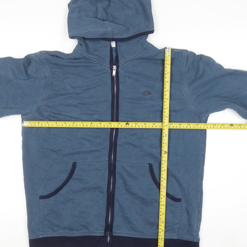 Lacoste Women Blue Full Zip Hoodie Size 16 Cotton Blend
