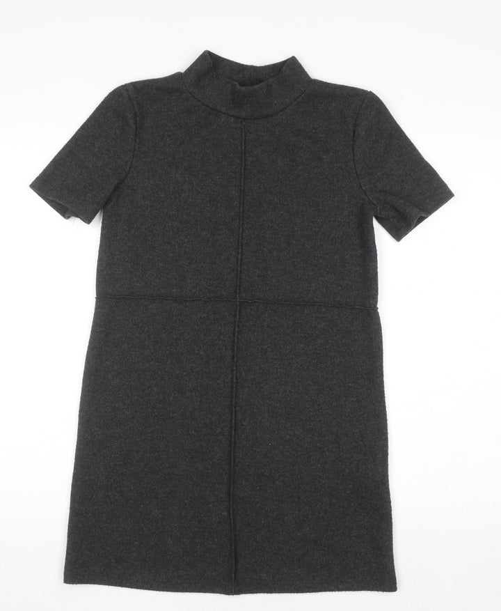 Zara Women Grey Short Sleeve Shift Dress Size S