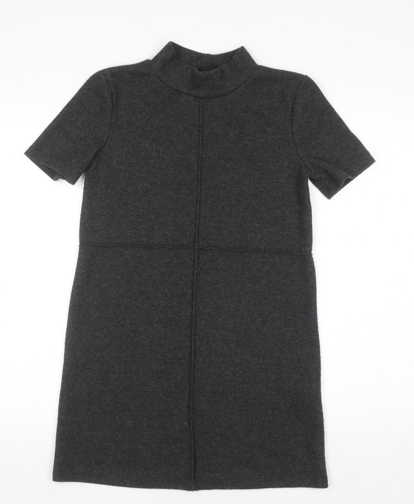 Zara Women Grey Short Sleeve Shift Dress Size S