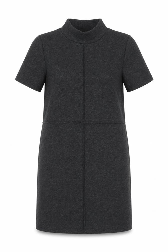 Front view of Zara Women Grey Short Sleeve Shift Dress, size S