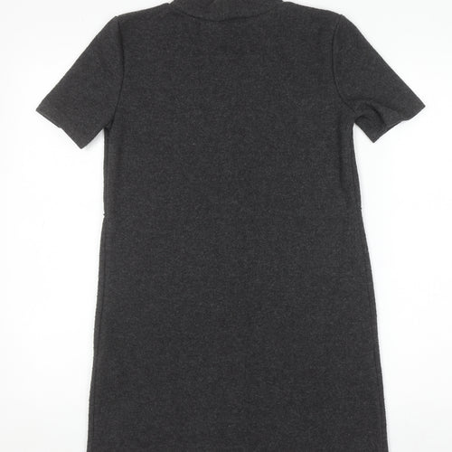 Zara Women Grey Short Sleeve Shift Dress Size S