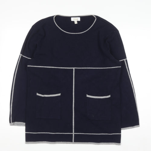Stella Morgan Women Blue Round Neck Long Sleeve Pullover Jumper Size 16