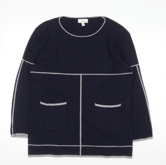 Stella Morgan Women Blue Round Neck Long Sleeve Pullover Jumper Size 16