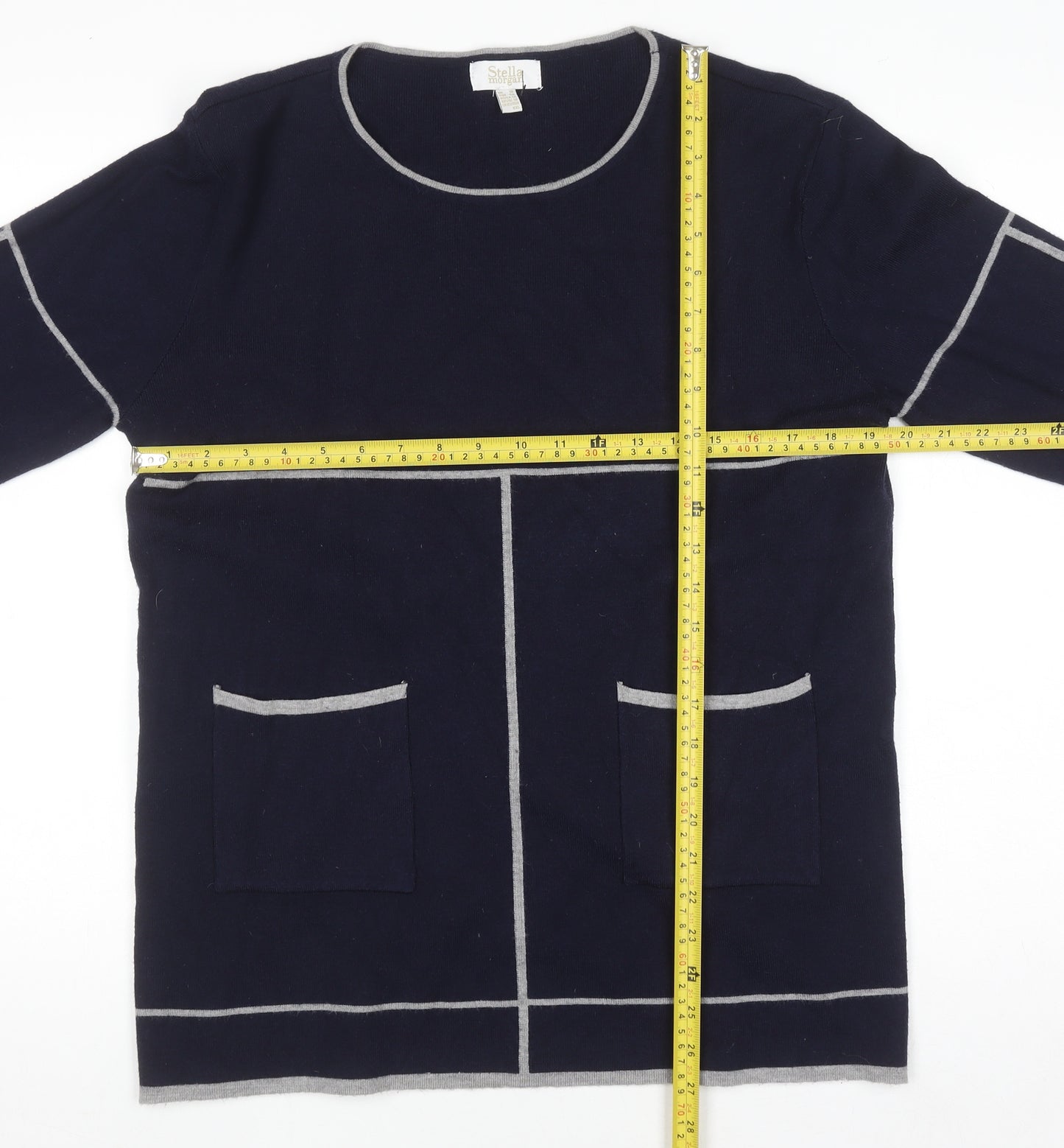 Stella Morgan Women Blue Round Neck Long Sleeve Pullover Jumper Size 16