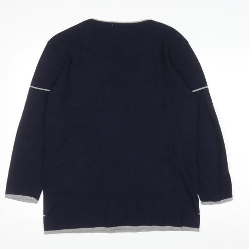 Stella Morgan Women Blue Round Neck Long Sleeve Pullover Jumper Size 16