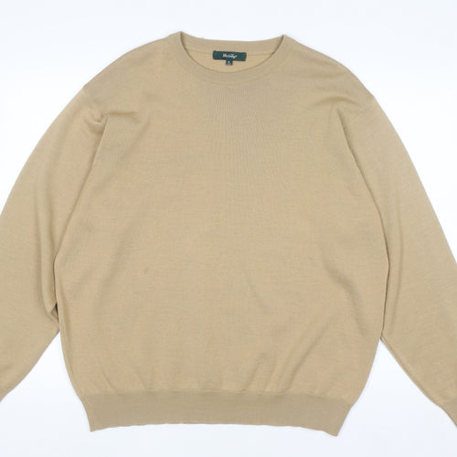 Wolsey Mens Beige XL Crew Neck Pullover Jumper Merino Wool Blend