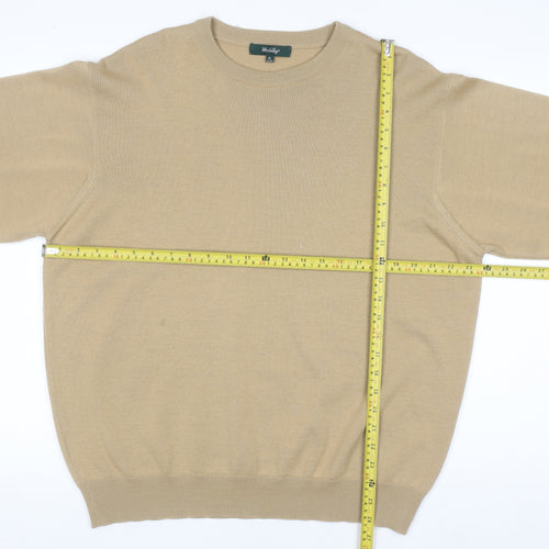 Wolsey Mens Beige XL Crew Neck Pullover Jumper Merino Wool Blend
