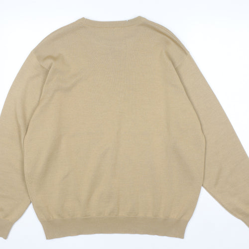 Wolsey Mens Beige XL Crew Neck Pullover Jumper Merino Wool Blend