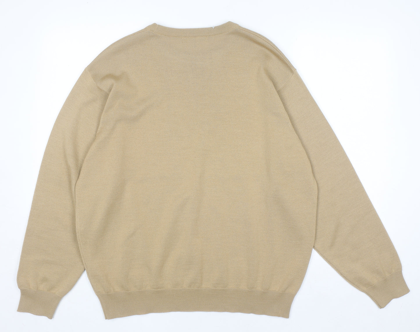 Wolsey Mens Beige XL Crew Neck Pullover Jumper Merino Wool Blend