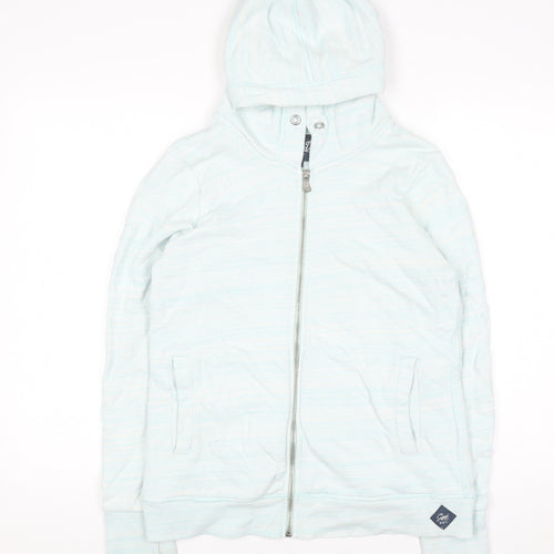 Superdry Women Light Blue Full Zip Hoodie Size L Cotton Blend