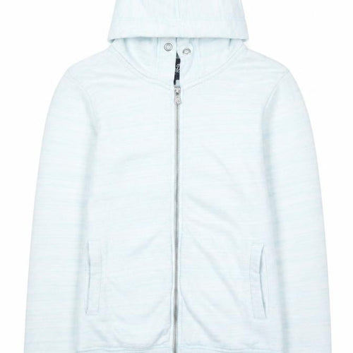 Superdry Women Light Blue Full Zip Hoodie Size L Cotton Blend