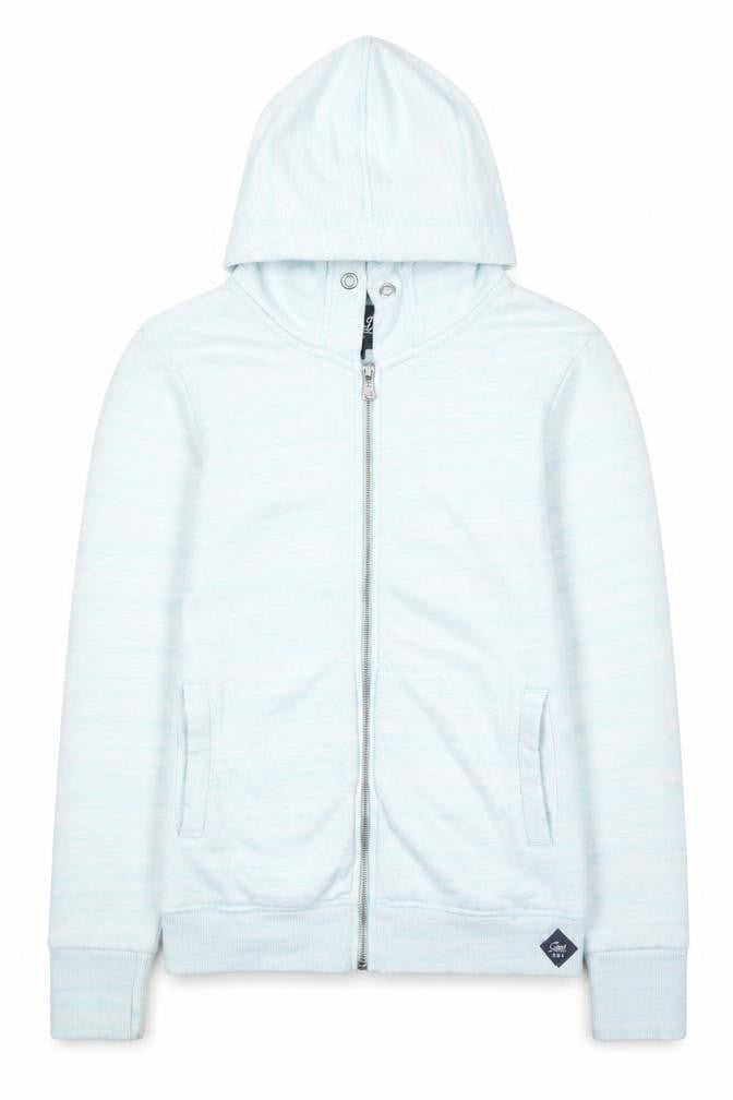 Superdry Women Light Blue Full Zip Hoodie Size L Cotton Blend
