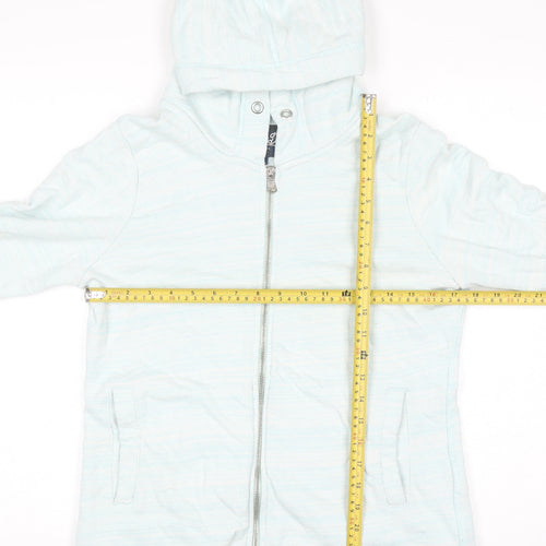 Superdry Women Light Blue Full Zip Hoodie Size L Cotton Blend