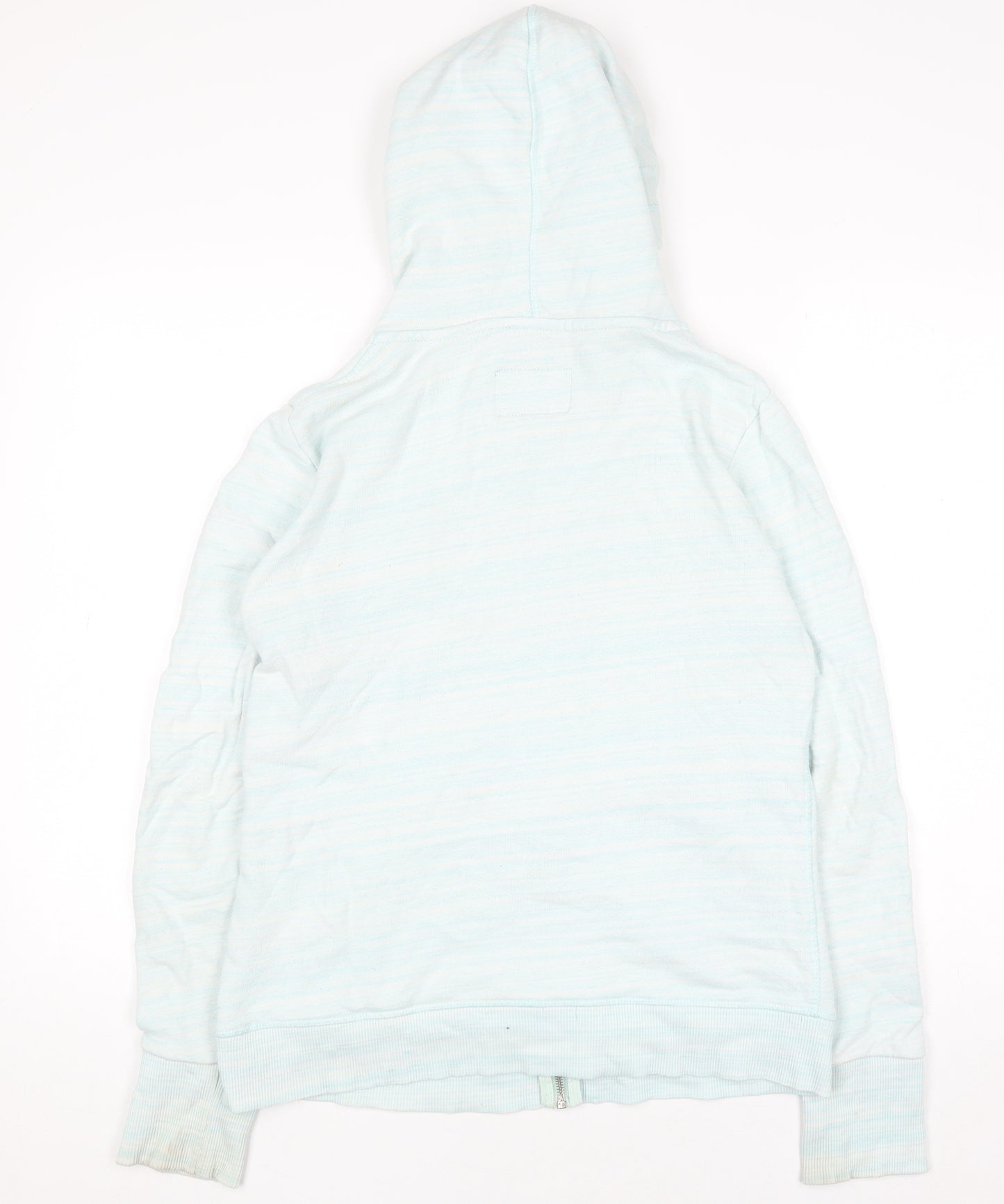 Superdry Women Light Blue Full Zip Hoodie Size L Cotton Blend