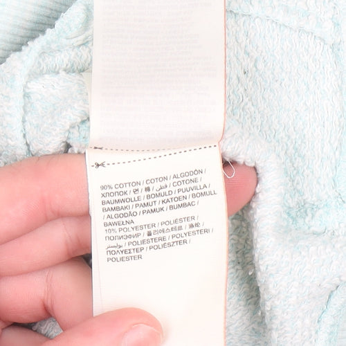 Superdry Women Light Blue Full Zip Hoodie Size L Cotton Blend