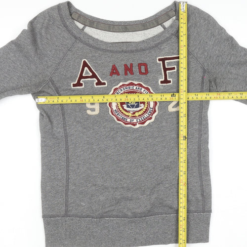 Abercrombie & Fitch Womens Grey XS Pullover Sweatshirt Embroidered Logo