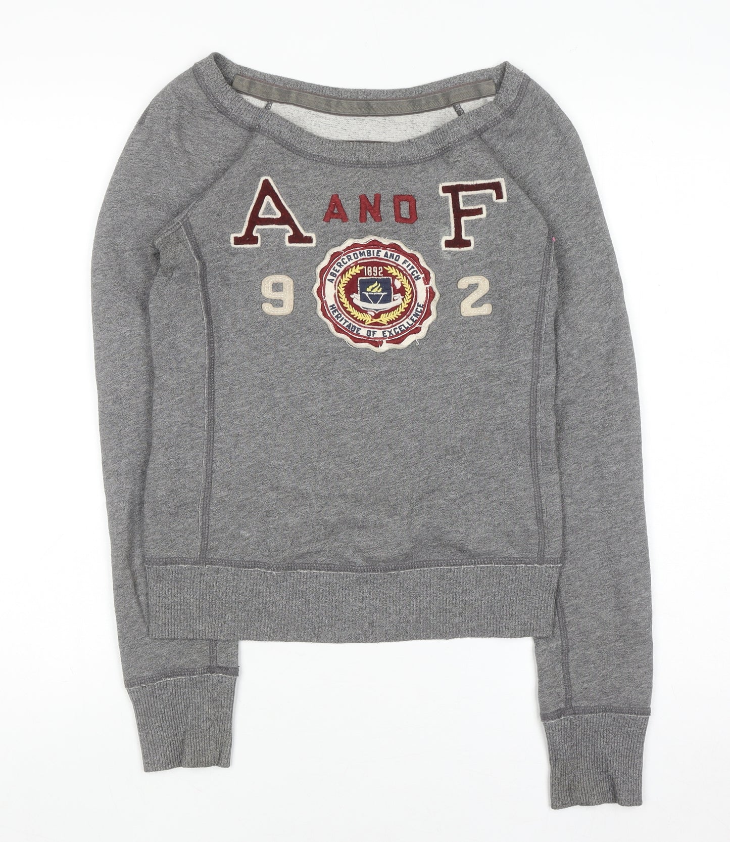 Abercrombie & Fitch Womens Grey XS Pullover Sweatshirt Embroidered Logo