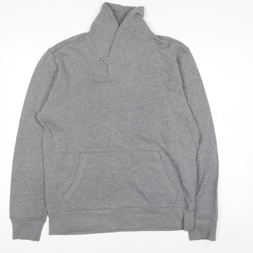 Gap Women Grey Pullover Sweatshirt with Button Neck M