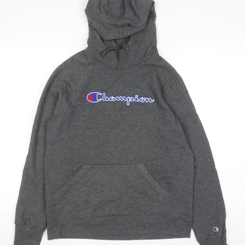 Champion Men's Grey Pullover Hoodie Small Embroidered Logo