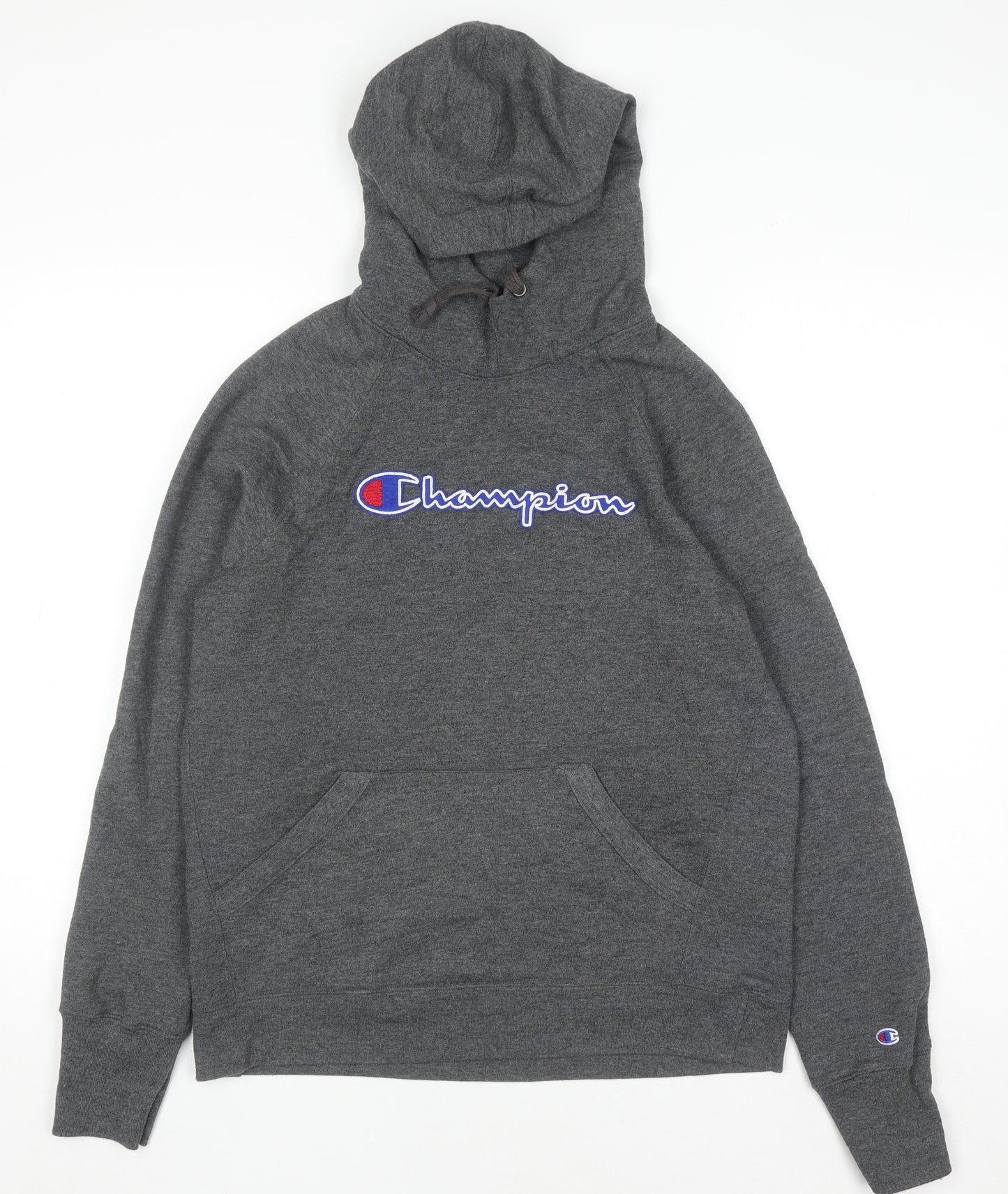 Champion Men's Grey Pullover Hoodie Small Embroidered Logo