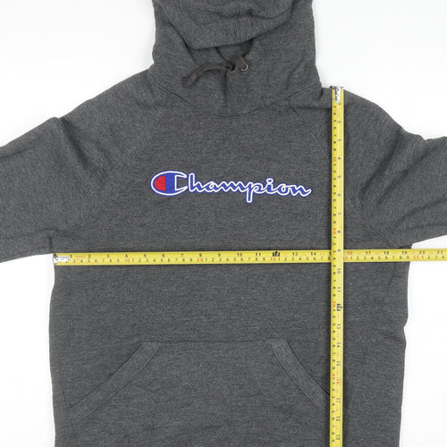 Champion Men's Grey Pullover Hoodie Small Embroidered Logo