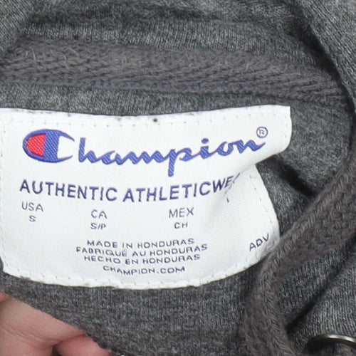 Champion Men's Grey Pullover Hoodie Small Embroidered Logo