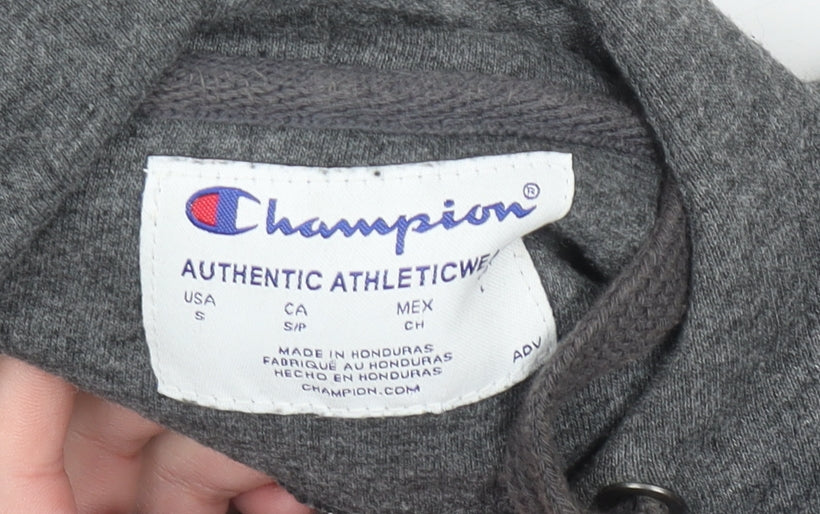 Champion Men's Grey Pullover Hoodie Small Embroidered Logo
