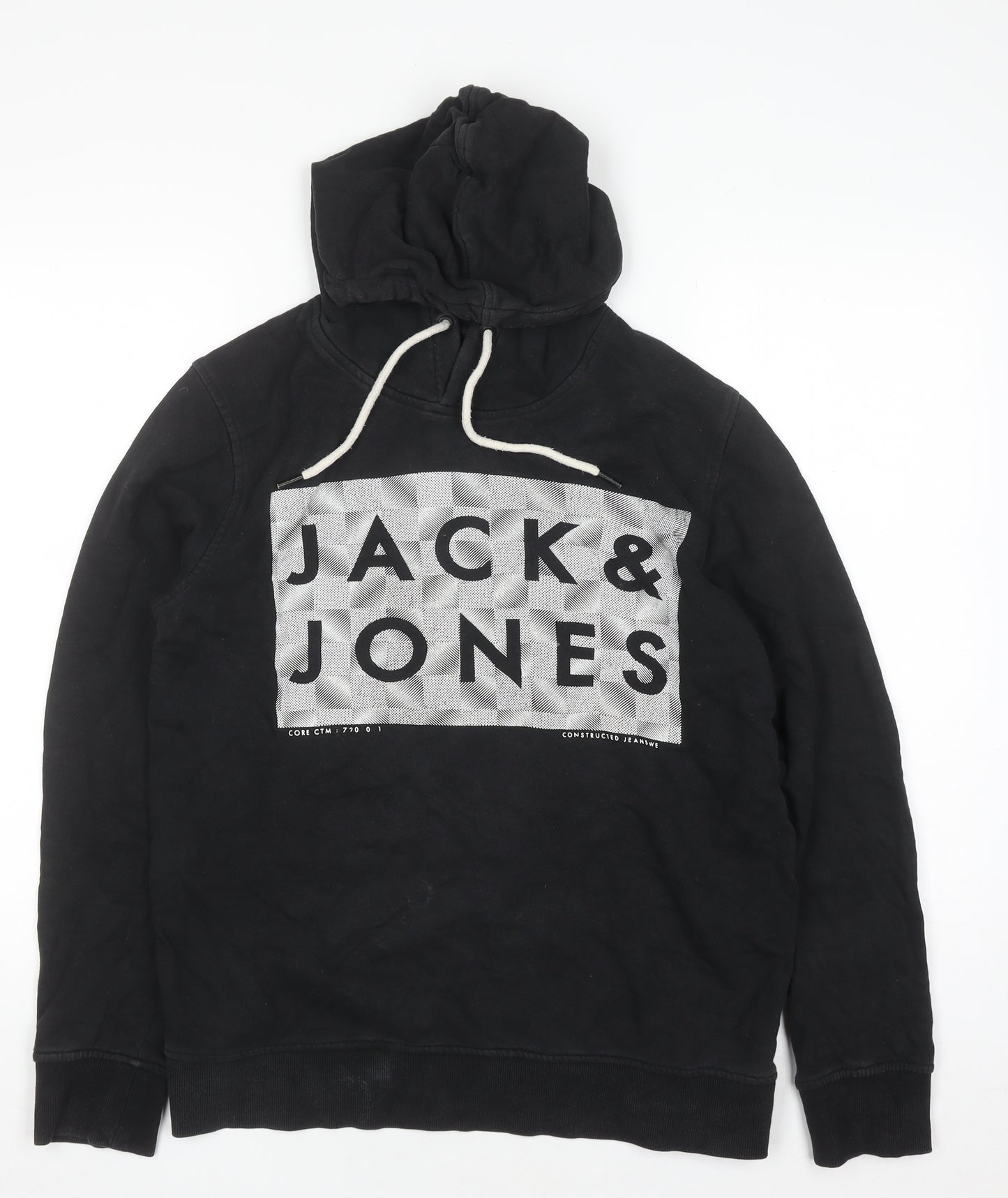Jack & Jones Men's Black Pullover Hoodie Size M Graphic Print