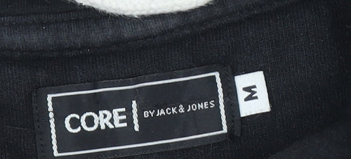 Jack & Jones Men's Black Pullover Hoodie Size M Graphic Print