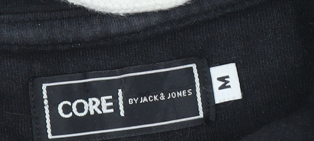 Jack & Jones Men's Black Pullover Hoodie Size M Graphic Print