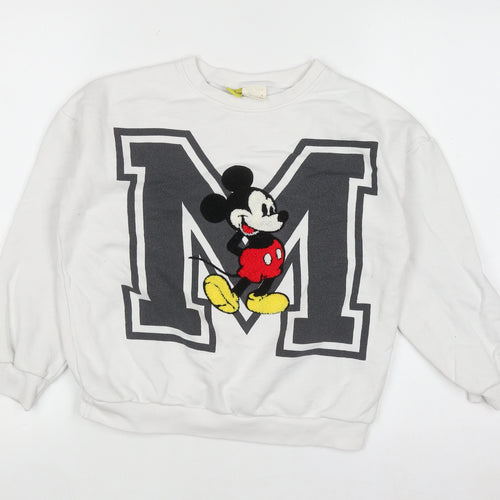 Disney Boys White Mickey Mouse Pullover Sweatshirt 9 Years 90th Anniversary